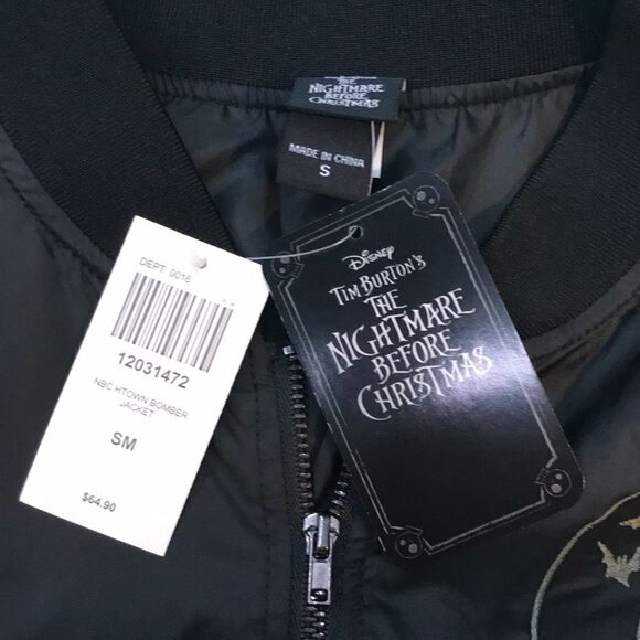 Jack Skellington Nightmare Before Christmas Halloween Bomber Jacket Junior’s - Picture 8 of 11